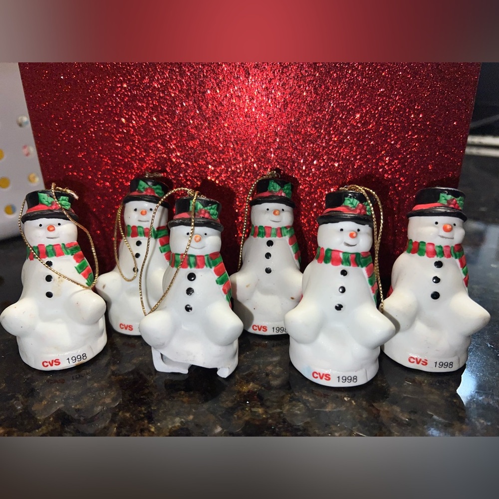 Festive Snowman Ornaments Set - VTG CVS 1998